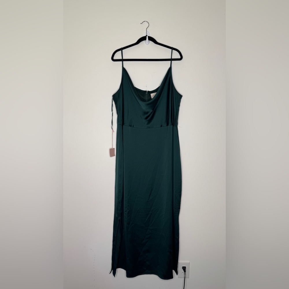 BHLDN Cali Forest Green Cowl Neck Midi Dress 22 - Picture 2 of 9